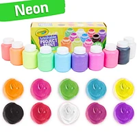 10 pots de peinture lavable - Couleurs néons 10 bouteilles de peinture