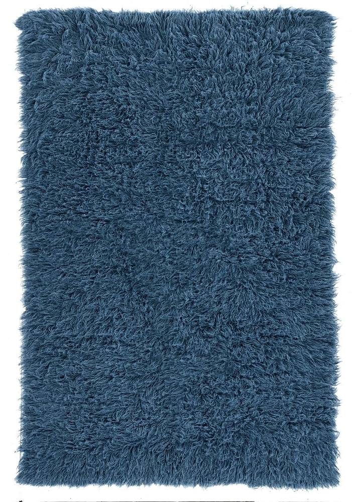 Tapis d'appoint Nouveau Flokati 1400 gr de 3' 6" x 5' 6", Bleu Denim