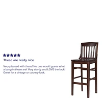 HERCULES Series School House Back Walnut Wood Restaurant Barstool