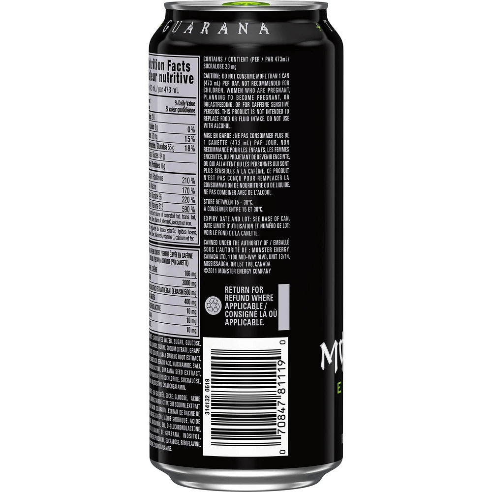 MONSTER ENERGY Energy Green, 473mL, 4 Pack, 4 x 473 mL