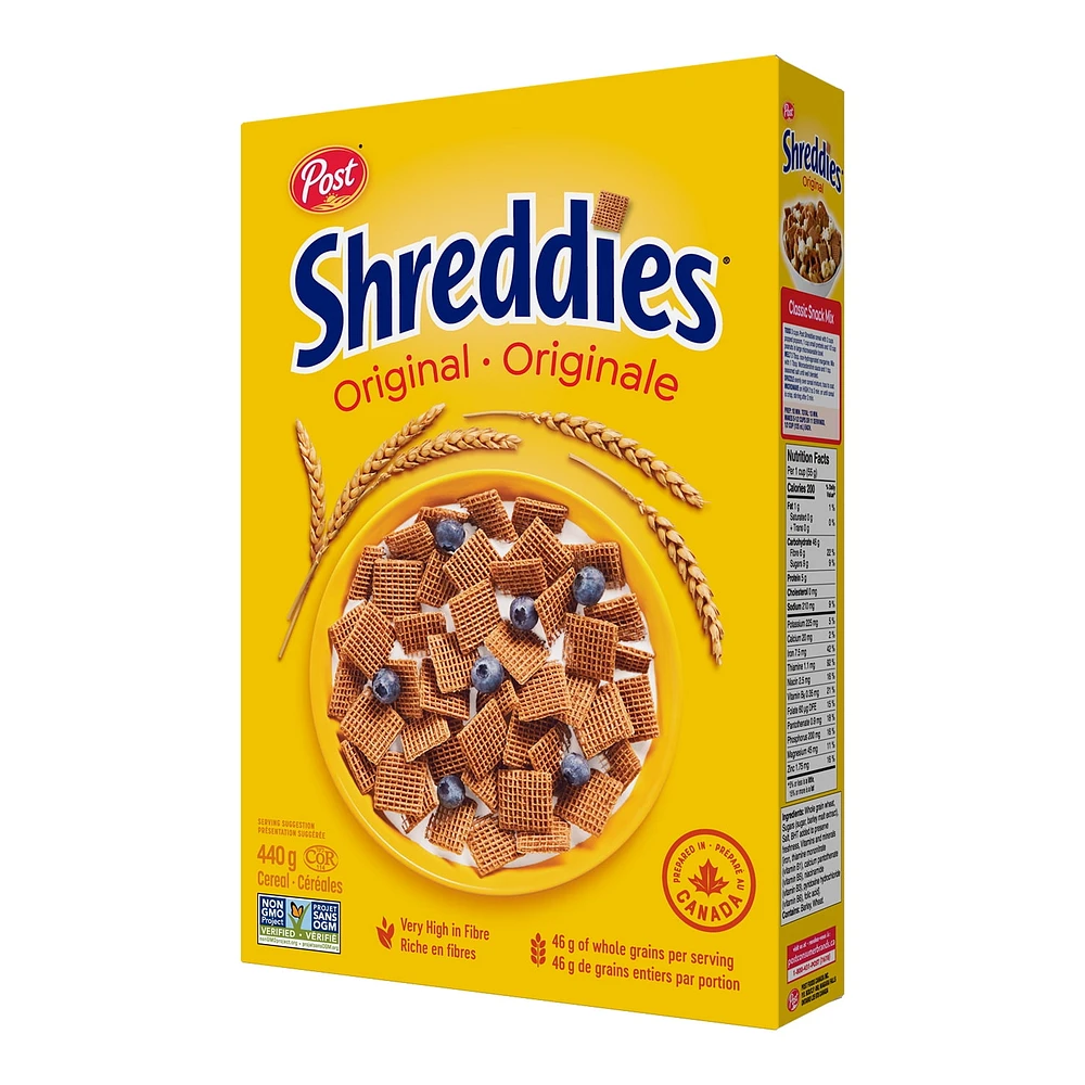 Céréales Shreddies Originale de Post, format de vente au détail, 440 g Céréales Shreddies Originale de Post 440g