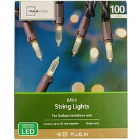 Guirlande lumineuse d’extérieur à LED blanc chaud Mainstays, 100 ampoules, avec câble marron Guirlande de lumières