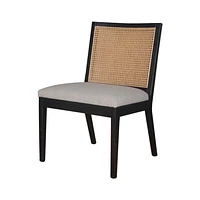 Charlotta Dining Chair in Black, Solid Wood Dining Chair, Rattan Cane Dining Chair, Hexagon Rattan Dining Chair, Upholstered Dining Chair - Set 2
