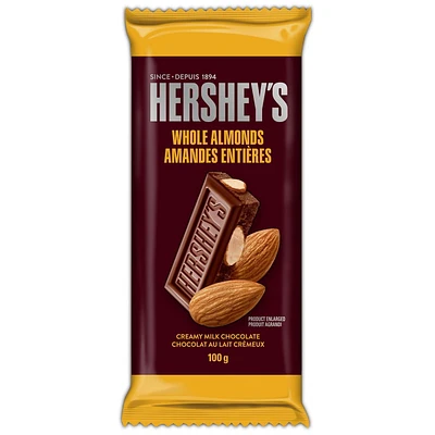 HERSHEY'S Creamy Milk Chocolate with Whole Almonds Family Size Bar, 100g