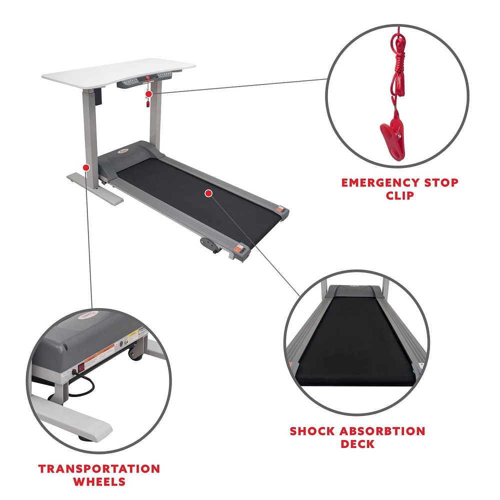 Tapis roulant Sunny Health & Fitness avec bureau automatisé détachable - SF-TD7884 - noir/blanc