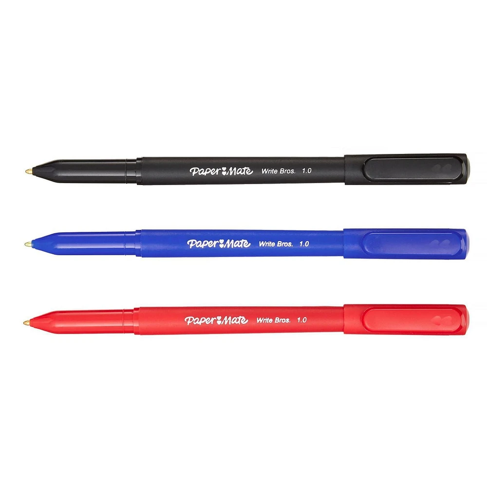 Stylos-bille Paper Mate Write Bros, encres assorties, pointe moyenne (1,0 mm), 10 unités 10 unités