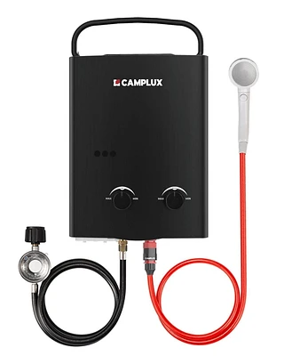 Camplux 1.32 GPM 34,000 BTU Outdoor Portable Propane Tankless Water Heater, Black