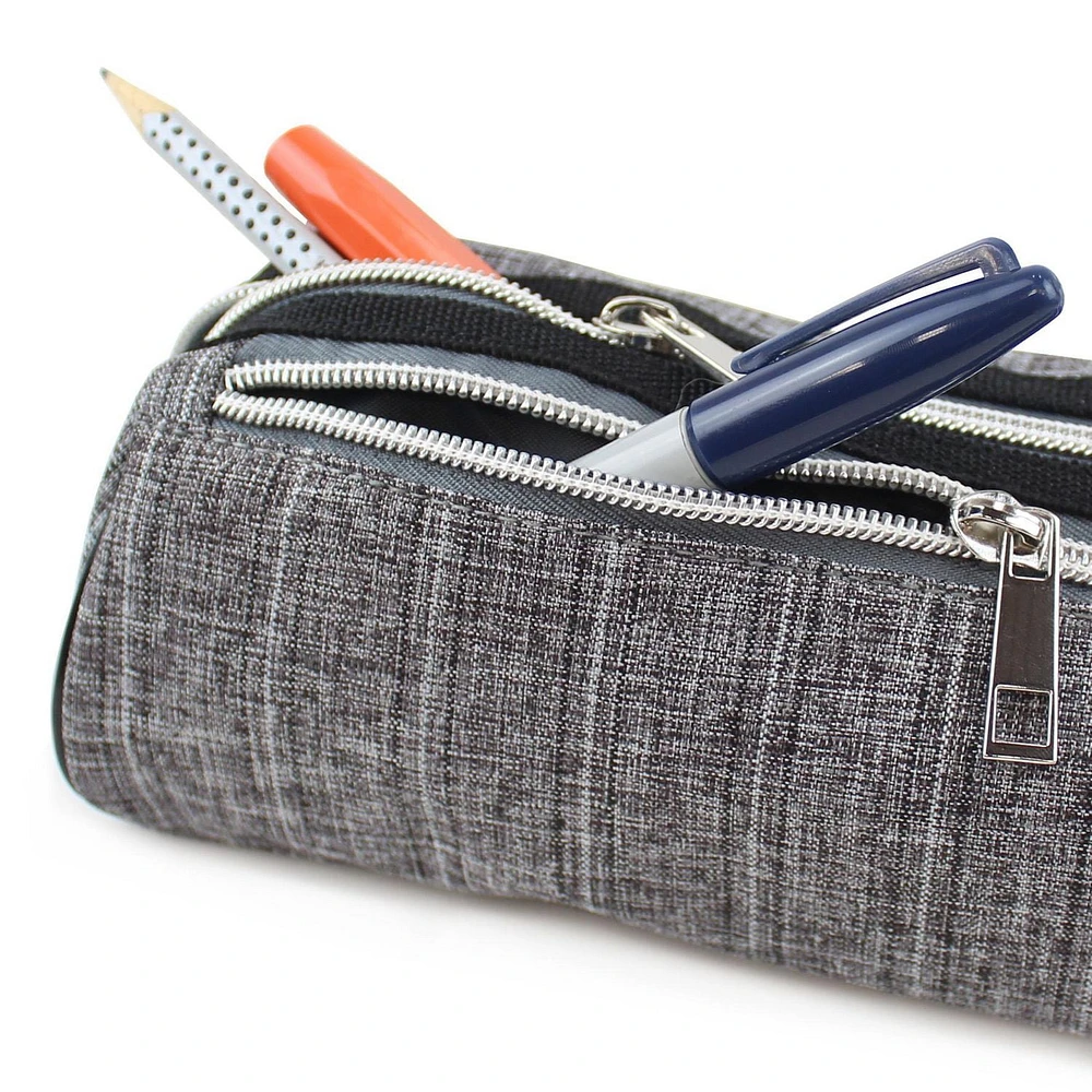 Pen + Gear Textured Pencil Pouch in Grey with White and Black Pattern, (LxWxH): 8.27x3.54x3.15 in