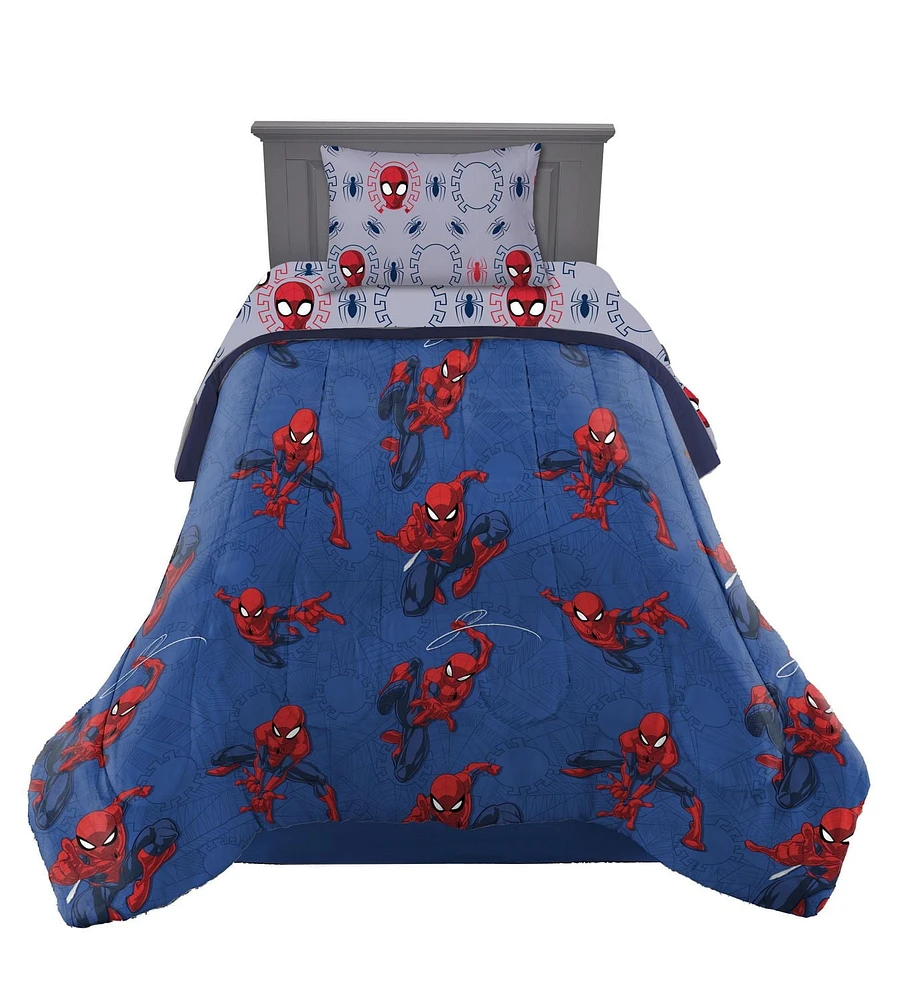 Spider-Man Ensemble de Literie 4 Pièces pour Lit 1 Place + En Prime un Sac