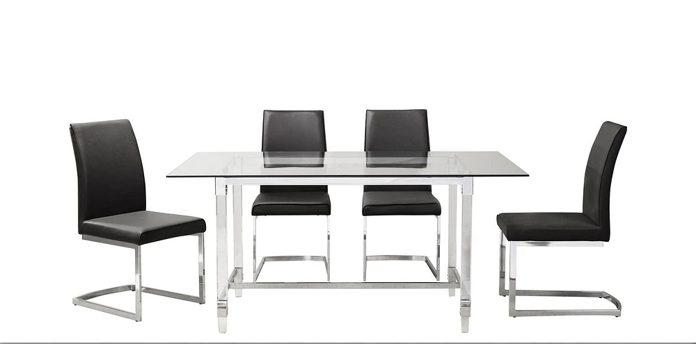 Topline Home Furnishings Table de salle à manger 64 "translucide