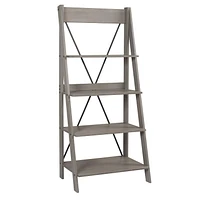 Bibliothèque à échelle en bois massif de 172,72 cm (68 po) - Gris