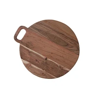 IH Casa Decor Acacia Wood Round Serving Board Avec Poignée 18"