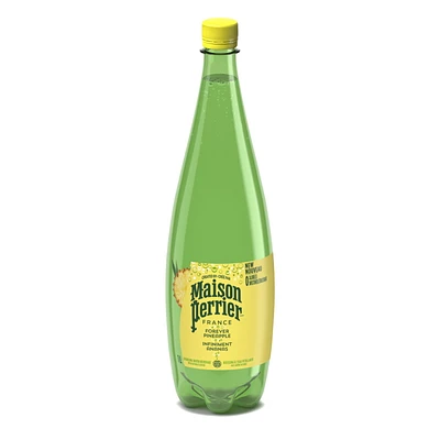 Maison Perrier Infiniment Ananas, boisson à l’eau pétillante, arôme naturel d’ananas, sans calorie, sans édulcorant, sans sodium, recueillie et embouteillée en France 1.0 1.0LTR