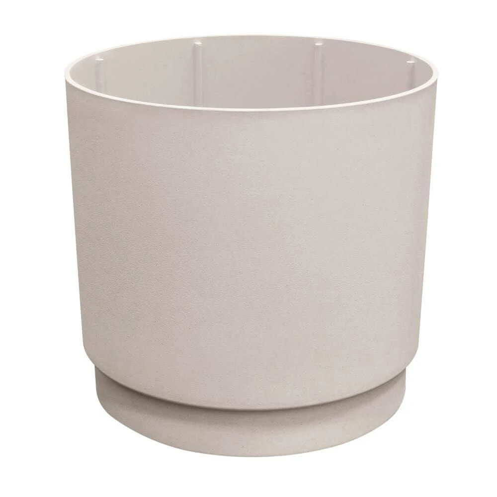Tierra Verde Pot à réserve d'eau moderne Alto 15" L x 15" H en matériaux recyclés - Blanc coquille d'œuf, Intérieur/Extérieur
