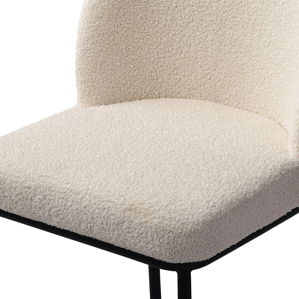 Ensemble de 2 tabourets de bar modernes rembourrés en tissu bouclé de luxe Addison de CorLiving - Tabourets de bar de 25,5 pouces à hauteur de comptoir pour îlot de cuisine - Tabourets modernes élégan