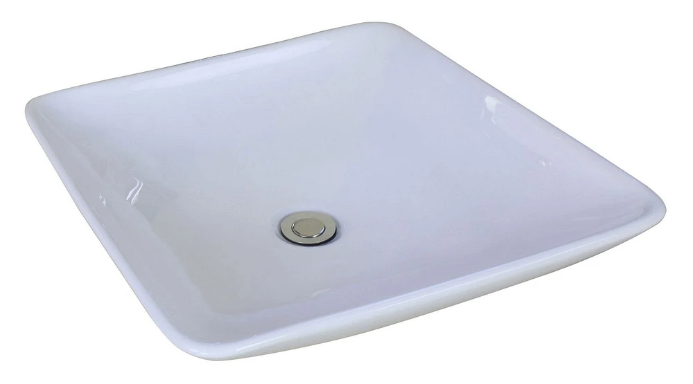 American Imaginations -in. W Above Counter White Bathroom Vessel Sink Set For Deck Mount Drilling AI