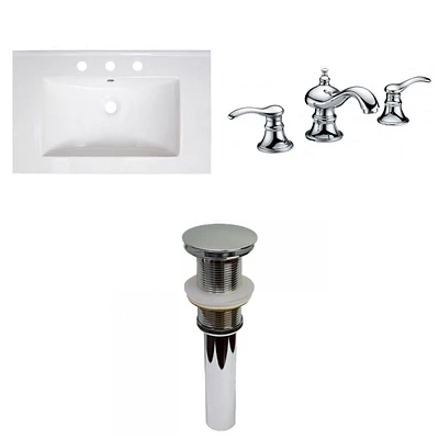 American Imaginations AI-32870 30 pouces W 18,5 pouces Dessus en céramique D en couleur blanche pour 3H8-in. Robinet
