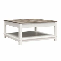 Ameriwood Home Chapel Hill Rustic Farmhouse Coffee Table, White with Brown Oak Top