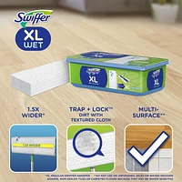 Recharges de linges humidifiés Swiffer grand format pour balayer et nettoyer les planchers, nettoyant pour planchers multi-surfaces, parfum Frais, 12 unités 12CT