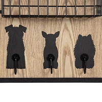 hometrends Pups Wall Organizer with Basket and Hooks, Natural/Black