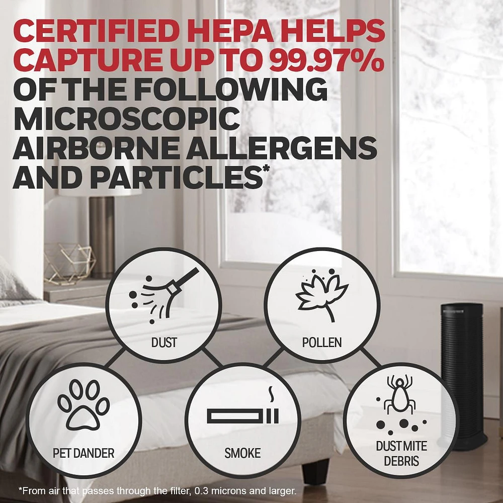 Éliminateur d'allergènes tower à véritables filtre HEPA Honeywell HPA160C Pièce moyenne-grande