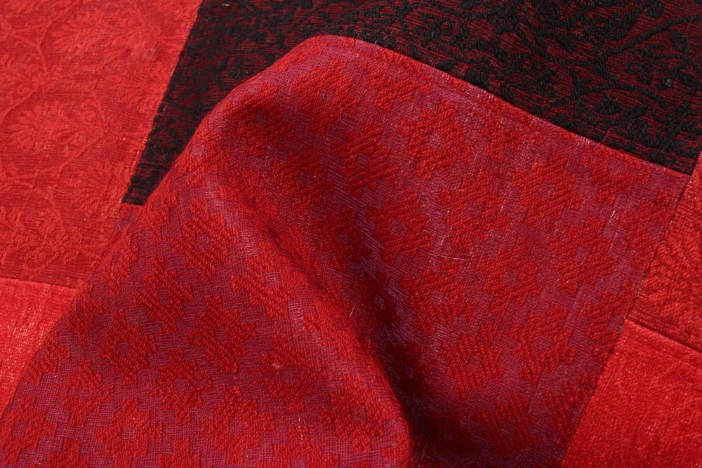 ECARPETGALLERY 4'8" x 6'6" Transitional Collage Handmade Area Rug for Living Room, Dining Room and Bedroom in Red