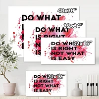 Designart Faites ce qui est bien, pas ce qui est facile I Art mural sur toile