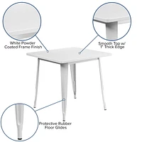 Table intérieure-extérieure en métal blanc carrée de 31,5 po