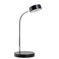 Lampe de bureau en métal à ampoule DEL intégrée de Globe Electric, certifiée Energy Star, fini noir mat, col de cygne en chrome, 5 watts, 250 lumens, 12643