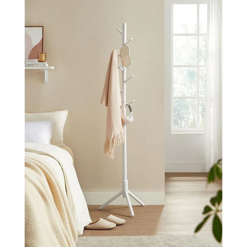 Boutique Home Porte-manteau réglable sur pied avec 8 crochets et 3 options de hauteur, blanc