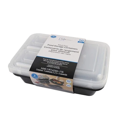 Contenants de rangement pour aliments Préparation des repas Conteneur diviseur 5PK 1.2L