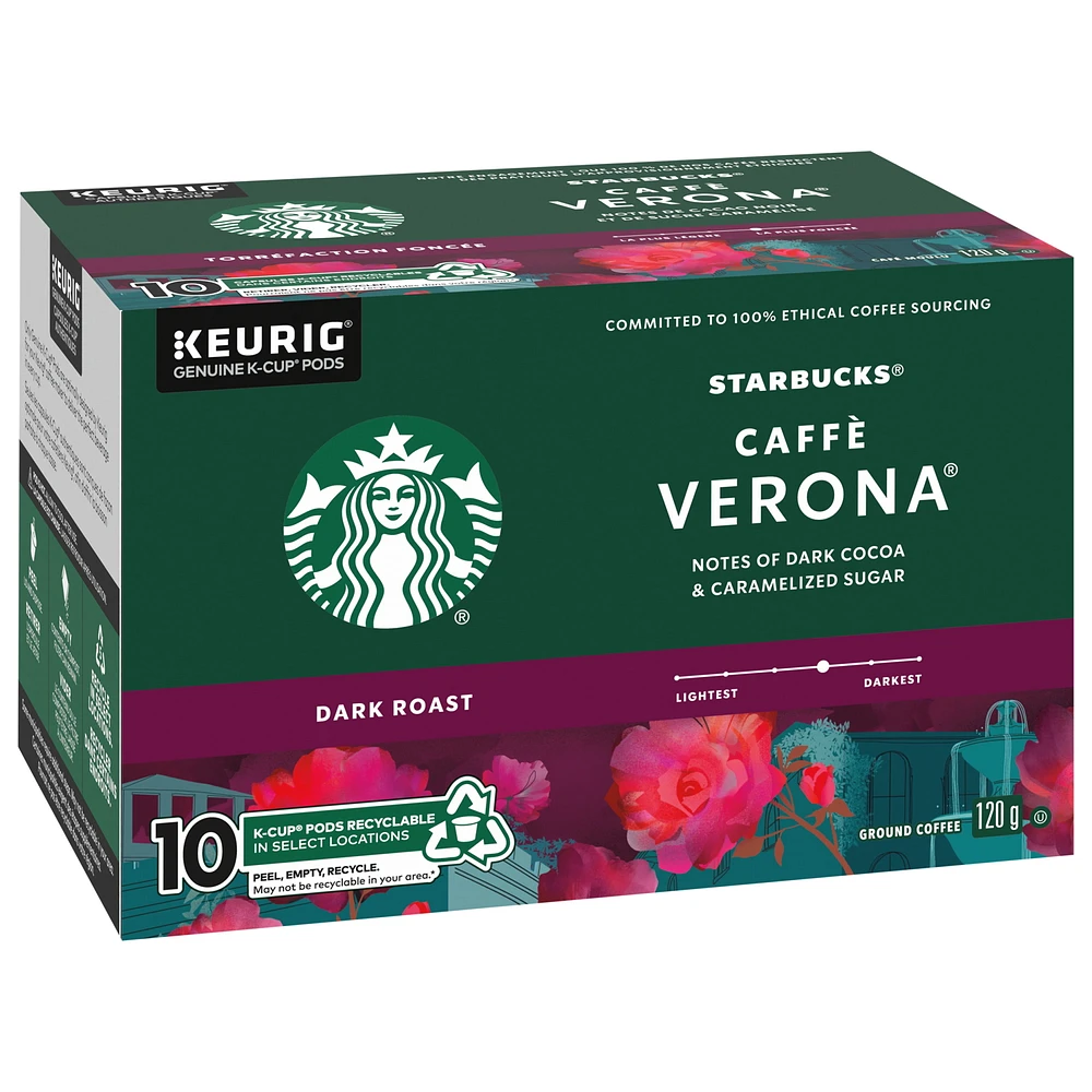 Caffé Verona Dark Roast Ground Coffee K-Cup Pods Box, 10 pc