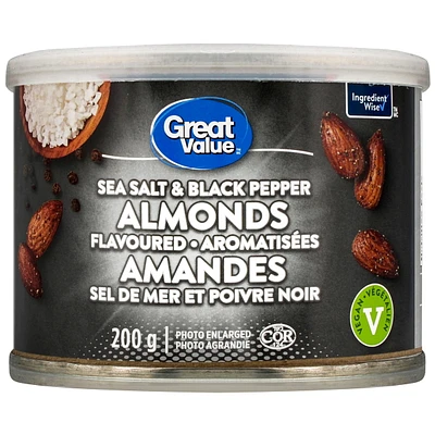 Great Value Sea Salt & Black Pepper Flavoured Almonds, 200 g