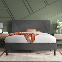 Zinus Judy Cadre de lit plate-forme rembourré / Sommier à matelas / Support de lattes en bois / Pas besoin de sommier / Facilité d'assemblage