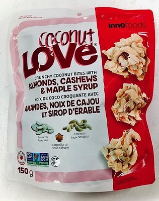 Coconut Love Crunchy Coconut Bites with Almonds, Cashews and Maple Syrup