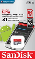 SanDisk Ultra® microSDXC™ UHS-I card, 64GB, Works with Chromebook