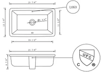 American Imaginations 21.875-in. W CUPC Rectangle Bathroom Undermount Sink Set In White - Black Hardware - Overflow Drain Incl. AI-31813
