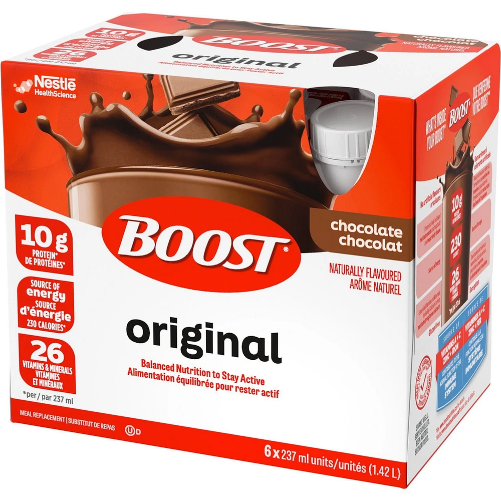 BOOST Original Meal Replacement Drink – Chocolate, 6 x 237 ml, 6 x 237 ML