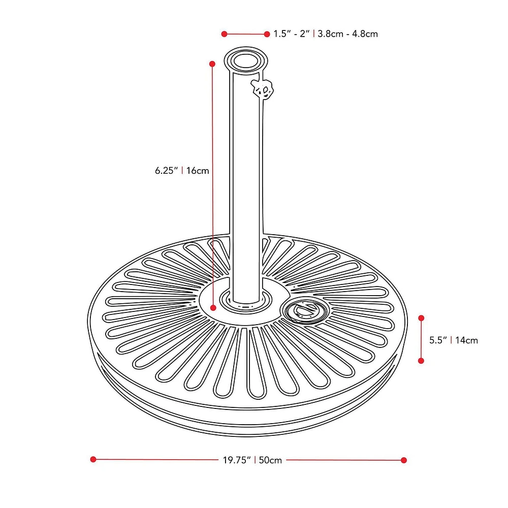 Parasol inclinable résistant au vent de 10p avec cadre en aluminium & en acier & base ronde