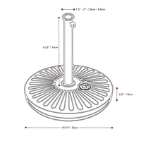 Parasol inclinable résistant au vent de 10p avec cadre en aluminium & en acier & base ronde