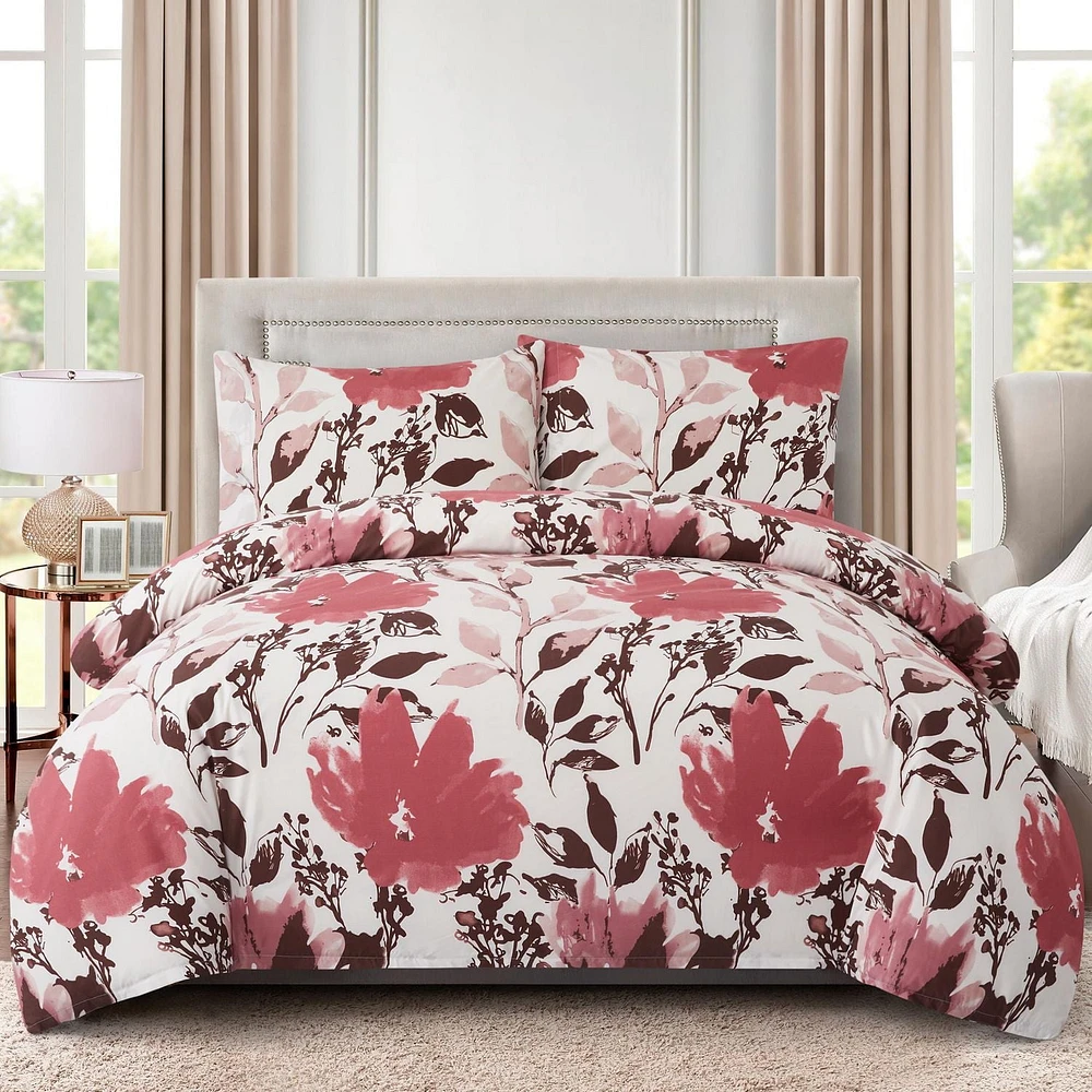 Literie toutes saisons Marina Decoration, housse de couette ultra douce et soyeuse, en rayonne de bambou richement imprimée, avec taies d'oreiller