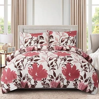Literie toutes saisons Marina Decoration, housse de couette ultra douce et soyeuse, en rayonne de bambou richement imprimée, avec taies d'oreiller
