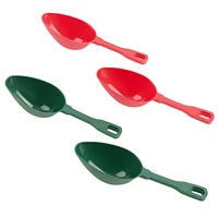 Ensemble de 4 cuillères à bonbons, rouges et vertes