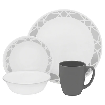 Ensemble de service de table de 16 pièces de CorelleMD Assiettes, bols et tasses