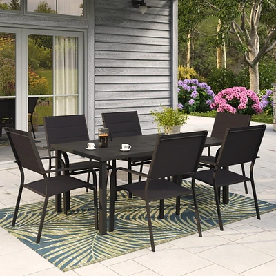 Ensemble table et chaises 7 pièces pour patio Cobble Hill Mainstays - Noir Anti-intempéries, UV et décoloration