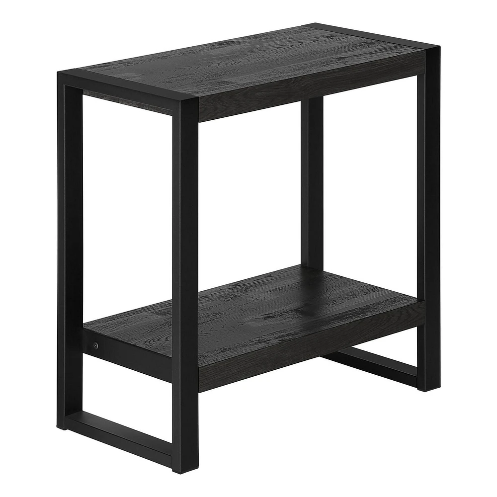 Monarch Specialties  Table D'appoint, Coté, Bout, Table De Nuit, Lampe, Salon, Chambre À Coucher, Stratifié Noir, Métal Noir, Industriel