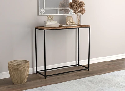 Safdie & Co. Console Table 31L Brown Reclaimed Wood Black Metal