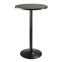 20123 Winsome Obsidian Table de pub ronde au fini noir