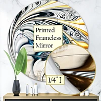 Designart 'White Stained Glass Floral Art' Miroir Moderne - Miroir Mural Contemporain Ovale ou Rond -24x24