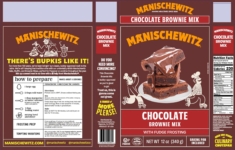 Manischewitz préparation à gâteau brownie KFP 340g